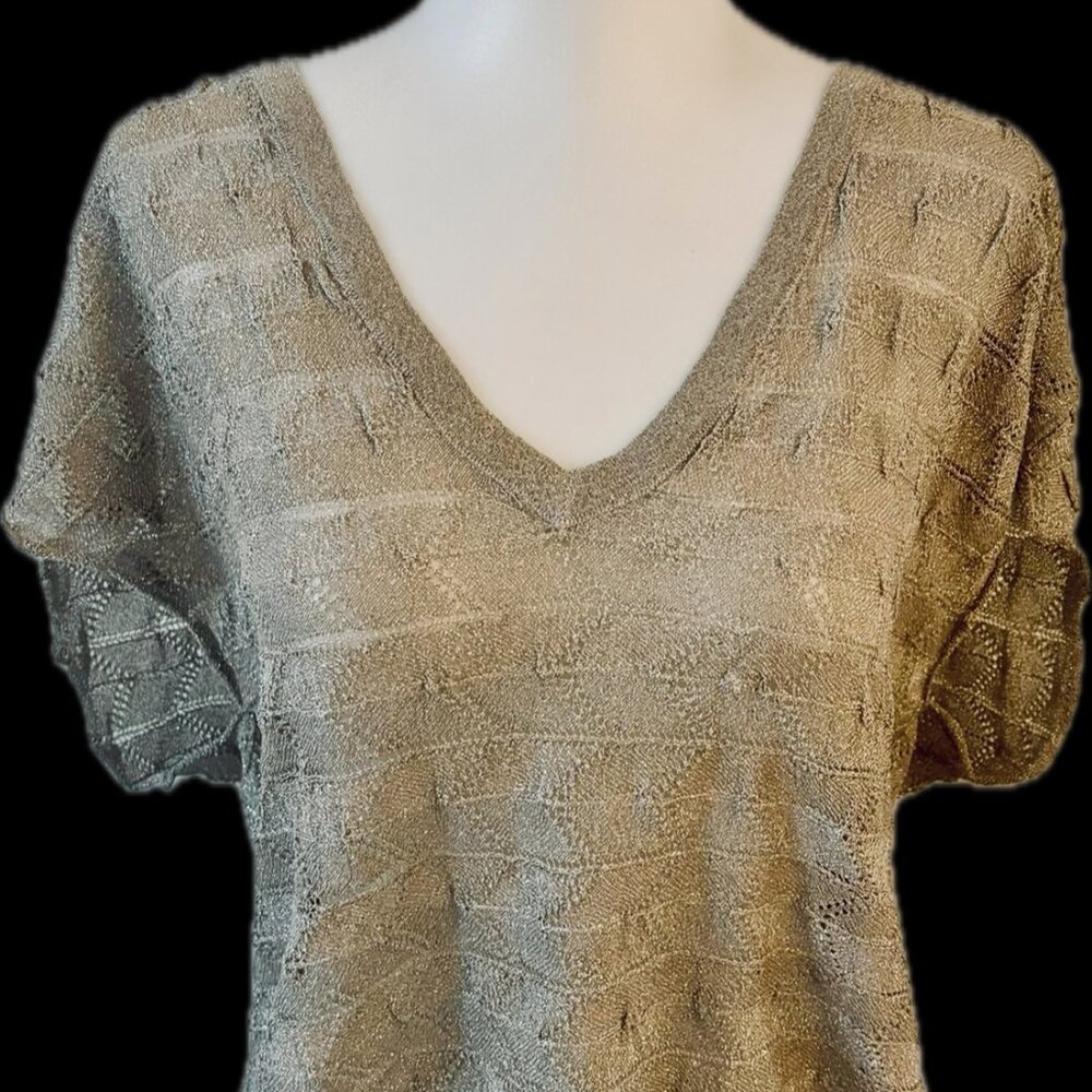 Boden Gold Metallic Woven Shirt Sz M